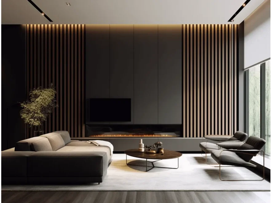 Waterproof Dark Oak Slat Wall Panels - Image 3