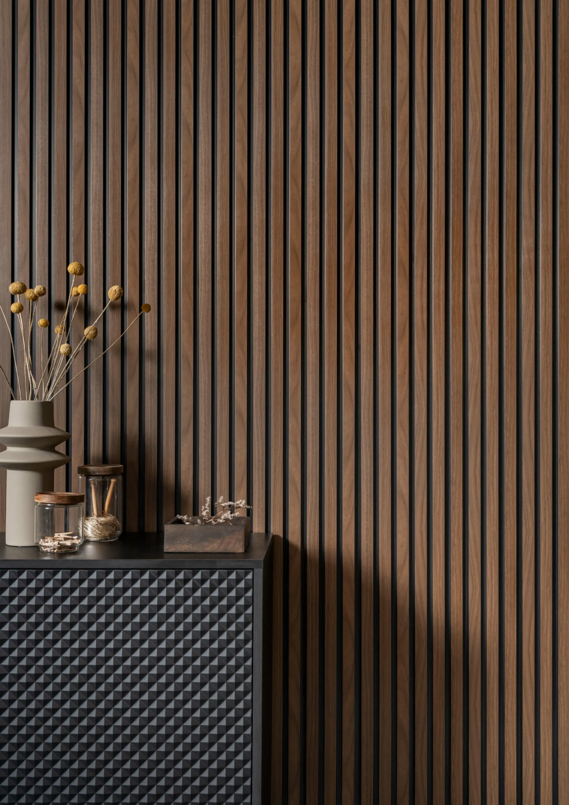 Waterproof Dark Oak Slat Wall Panels - Image 6